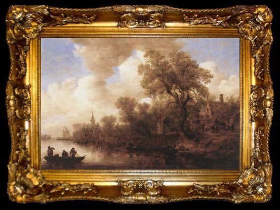 framed  Jan van Goyen River Scene, ta009-2